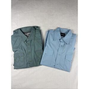 Lot Of 2 Wrangler Men's Pearl Snap Western Shirts Large L Cowboy Rodeo LS